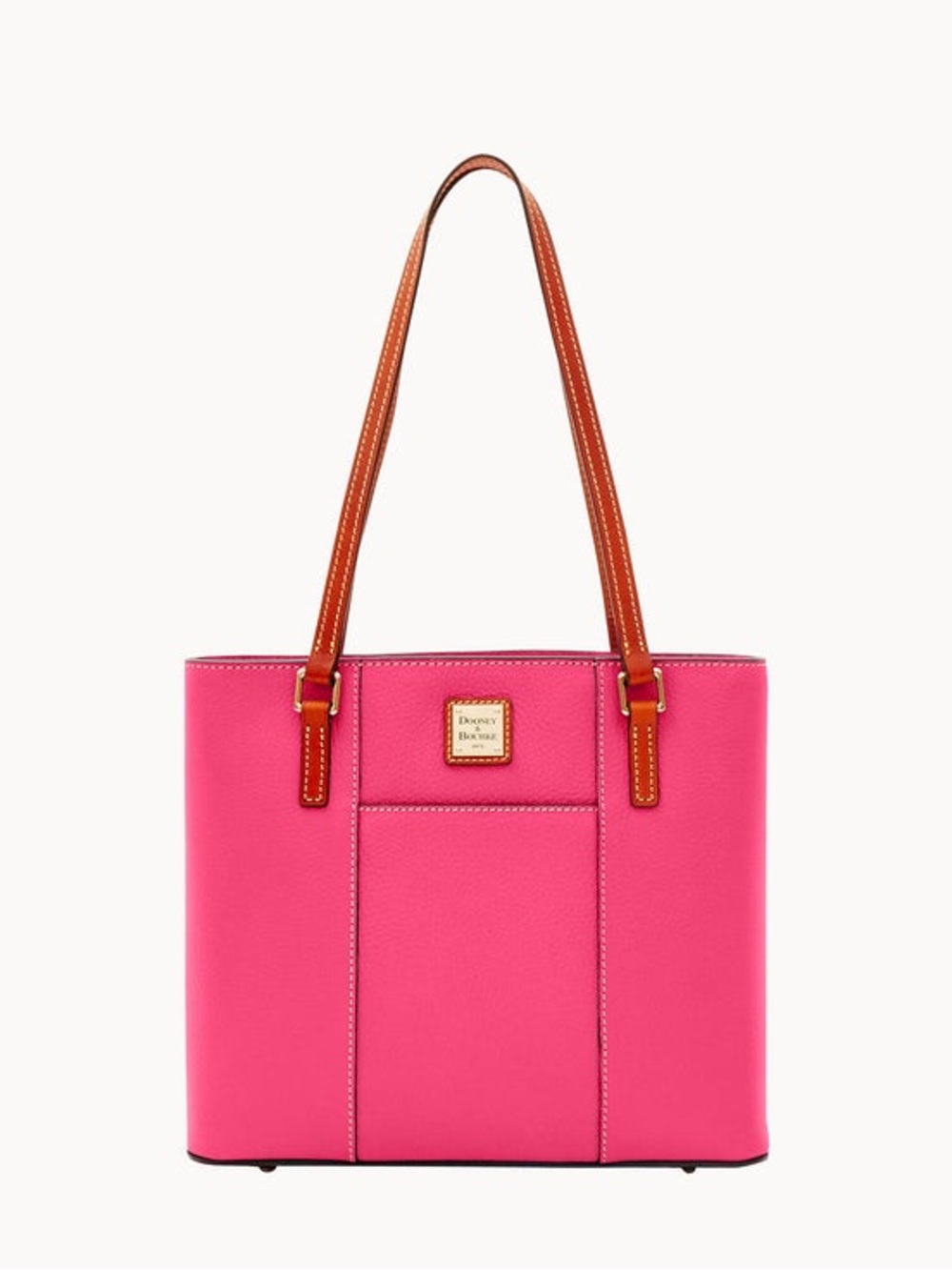 Dooney & Bourke Pink Leather Tote with Contrast Tan Straps
